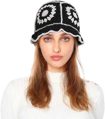Women's Hollow Flower Crochet Bucket Hat