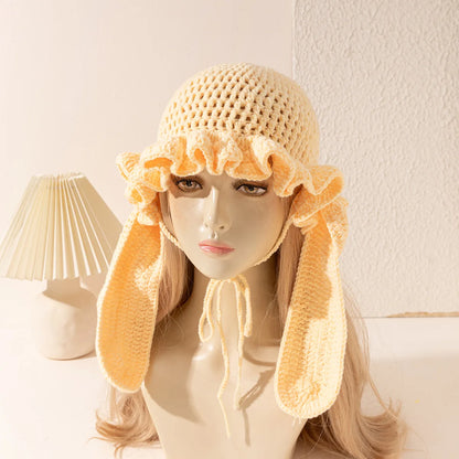 Women Fluffy Ruffled Crochet Fisherman Bucket Hat