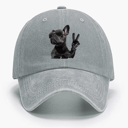 Black Dog Print Washed Baseball Cap