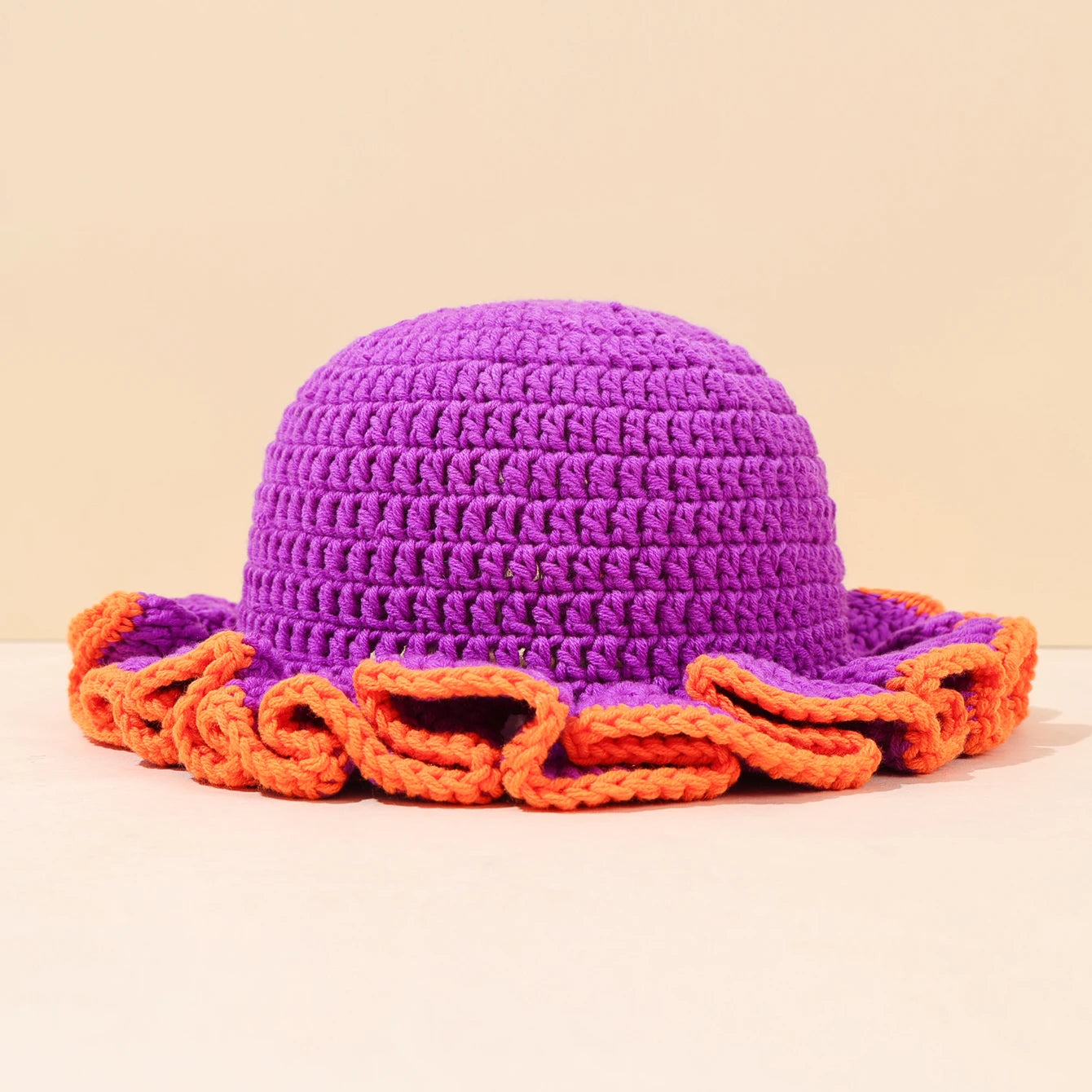 Women Multi Color Crochet Ruffle Fisherman Hat