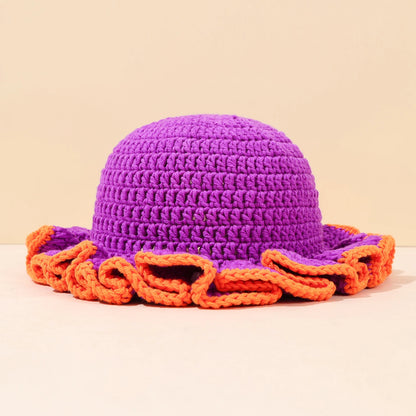 Women Multi Color Crochet Ruffle Fisherman Hat