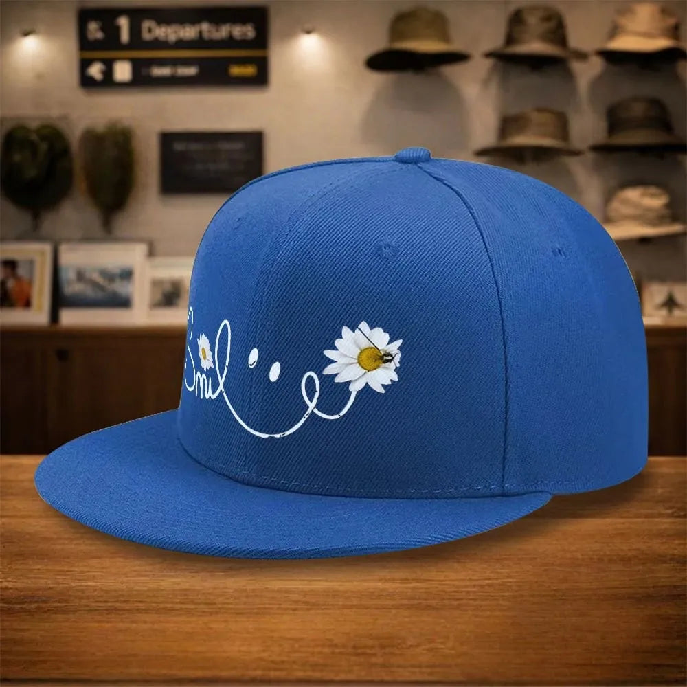 Daisy Flower Smile Snapback Cap