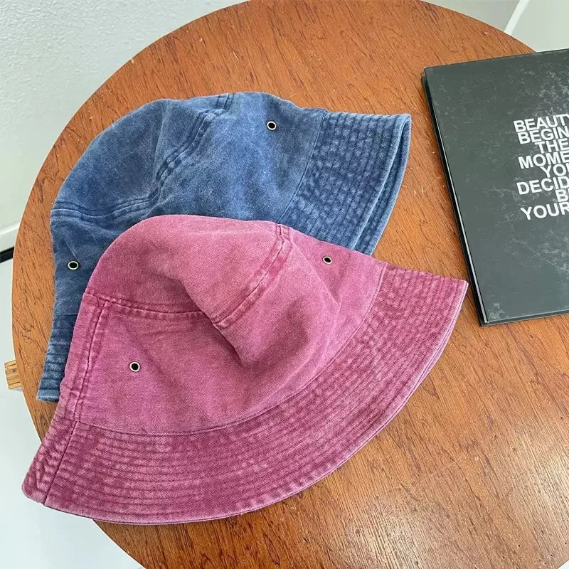 Bucket Hat Washed Denim Cap Men Panama Hats