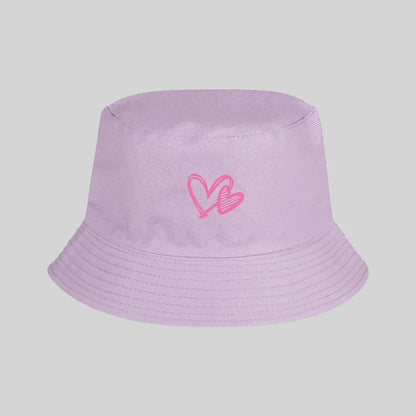 Pink Heart Pattern Casual Bucket Hat