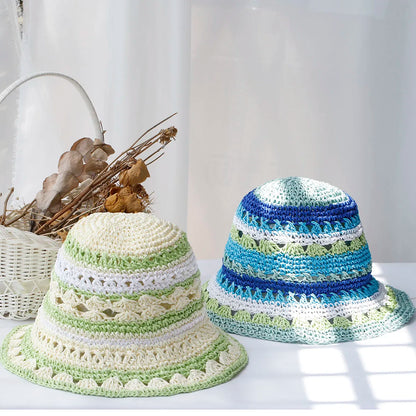 Women's Multicolor Foldable Crochet Bucket Hat
