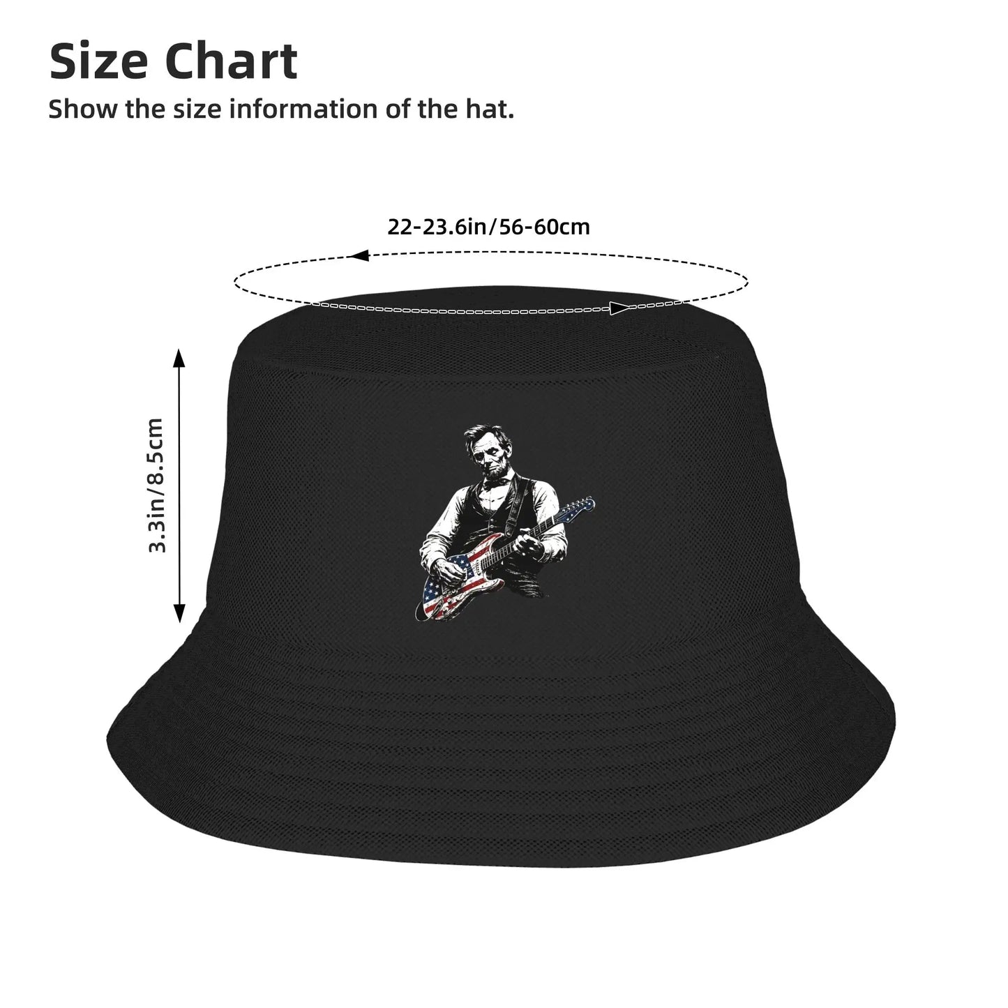 Abraham Lincoln Guitar Print Bucket Hat