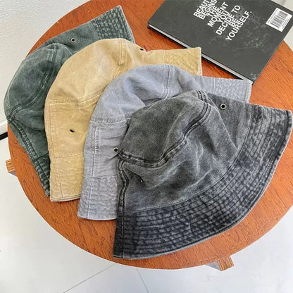 Bucket Hat Washed Denim Cap Men Panama Hats