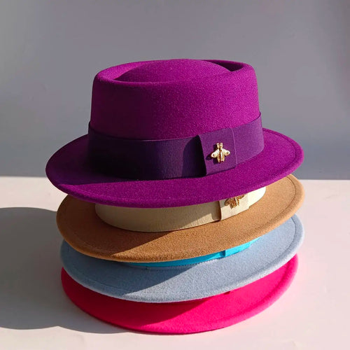 Pork Pie Hat 4.5cm Wide Brim Fedora Hat Men's Fashion