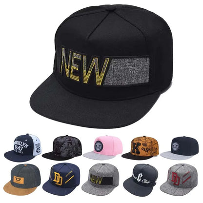 Luxury Unisex Letter Embroidered Flat Brim Snapback Cap