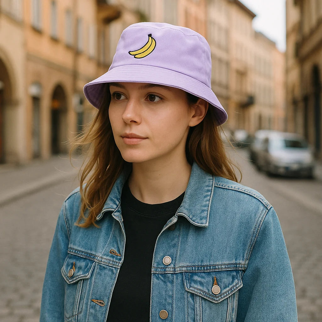 Panama Banana Embroidery Bucket Hat