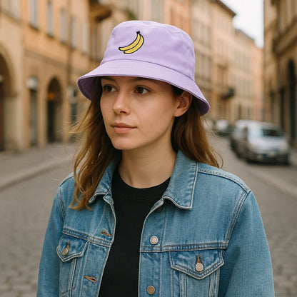 Panama Banana Embroidery Bucket Hat