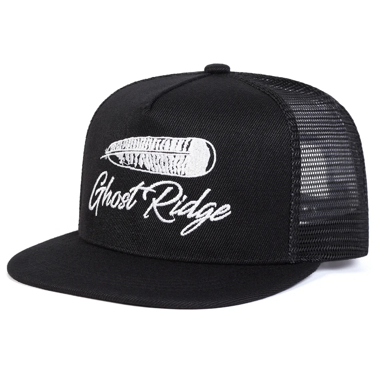 Ghost Ridge Letter Embroidered Mesh Snapback Cap