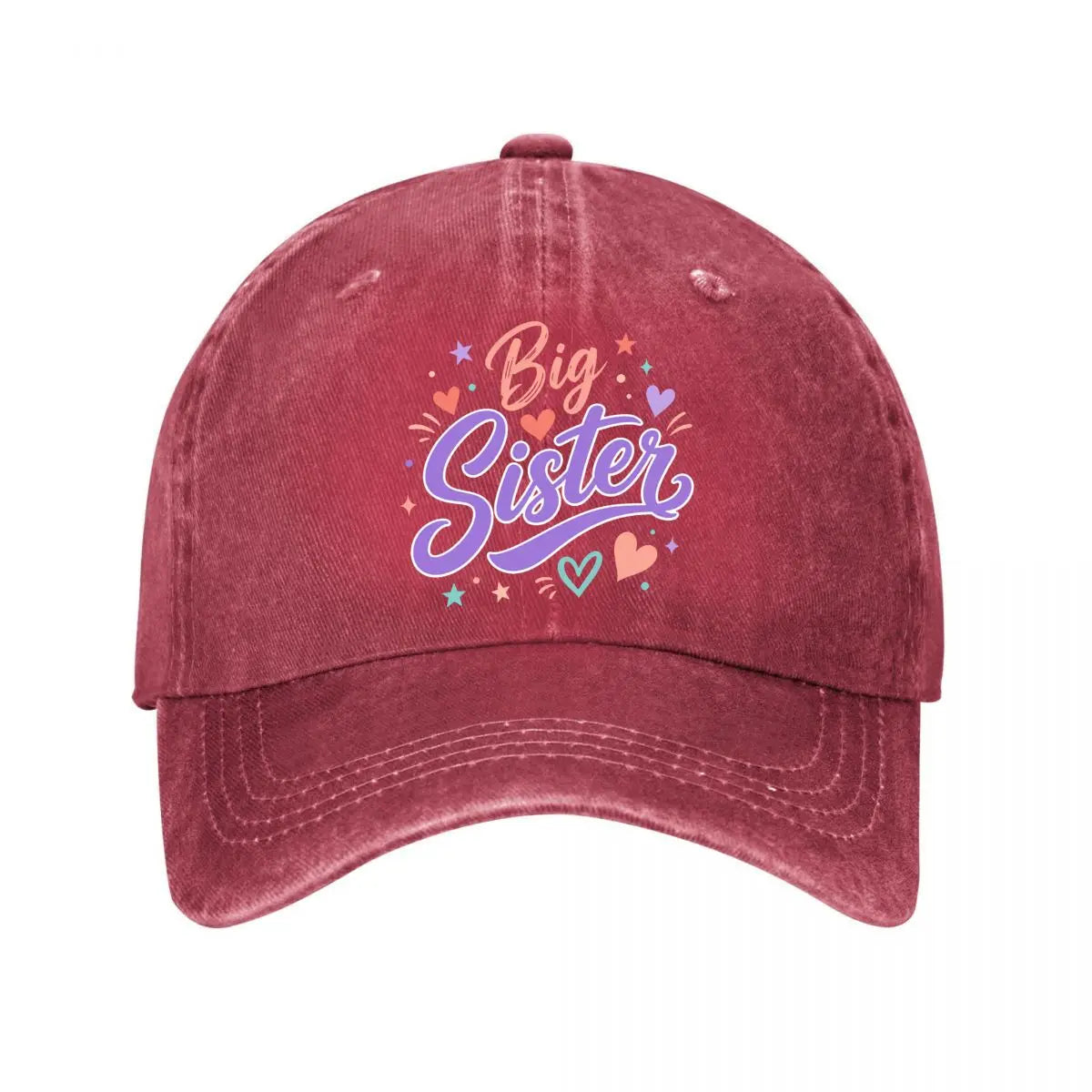 Playful Big Sister Script Washed Baseball Cap