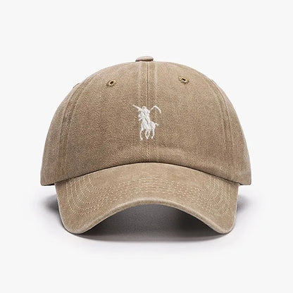 Vintage Embroidered Washed Cotton Baseball Cap