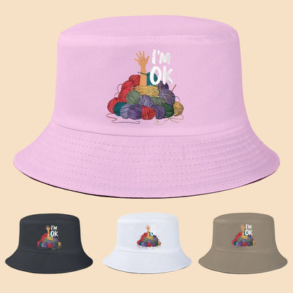 I'm Fine Text Print Bucket Hat