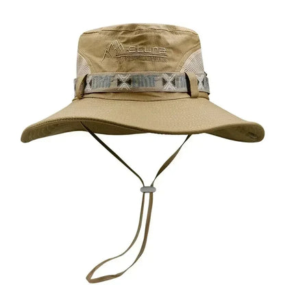 UV Protection Wide Brim Mesh Safari Bucket Hat