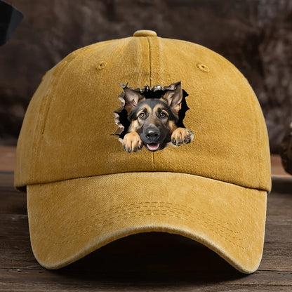 Distressed Wolf Dog Retro Baseball Cap