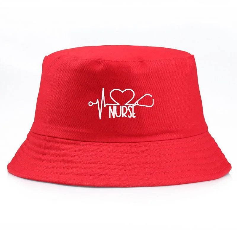 Nurse Print Y2K Vintage Cotton Bucket Hat