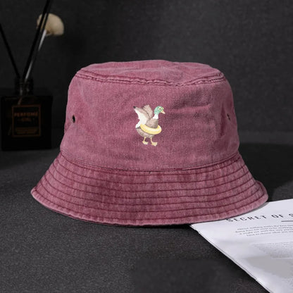 Vintage Graffiti Duck Print Bucket Hat