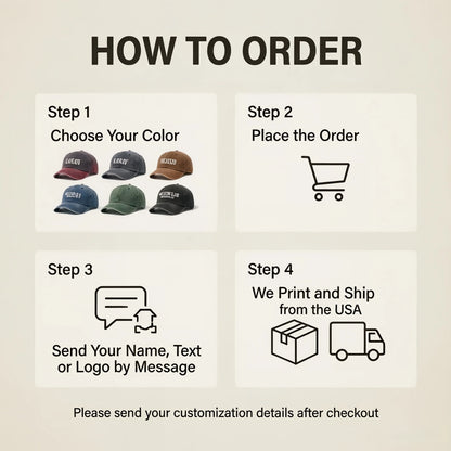 Personalized Vintage Washed Baseball Cap Custom Name Logo Text Dad Hat Adjustable Casual Hat For Men Women Printed In USA
