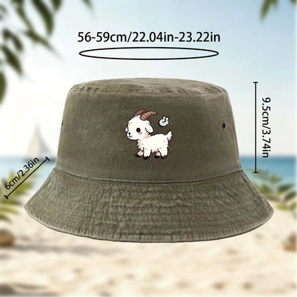 Printed White Lamb Bucket Hat