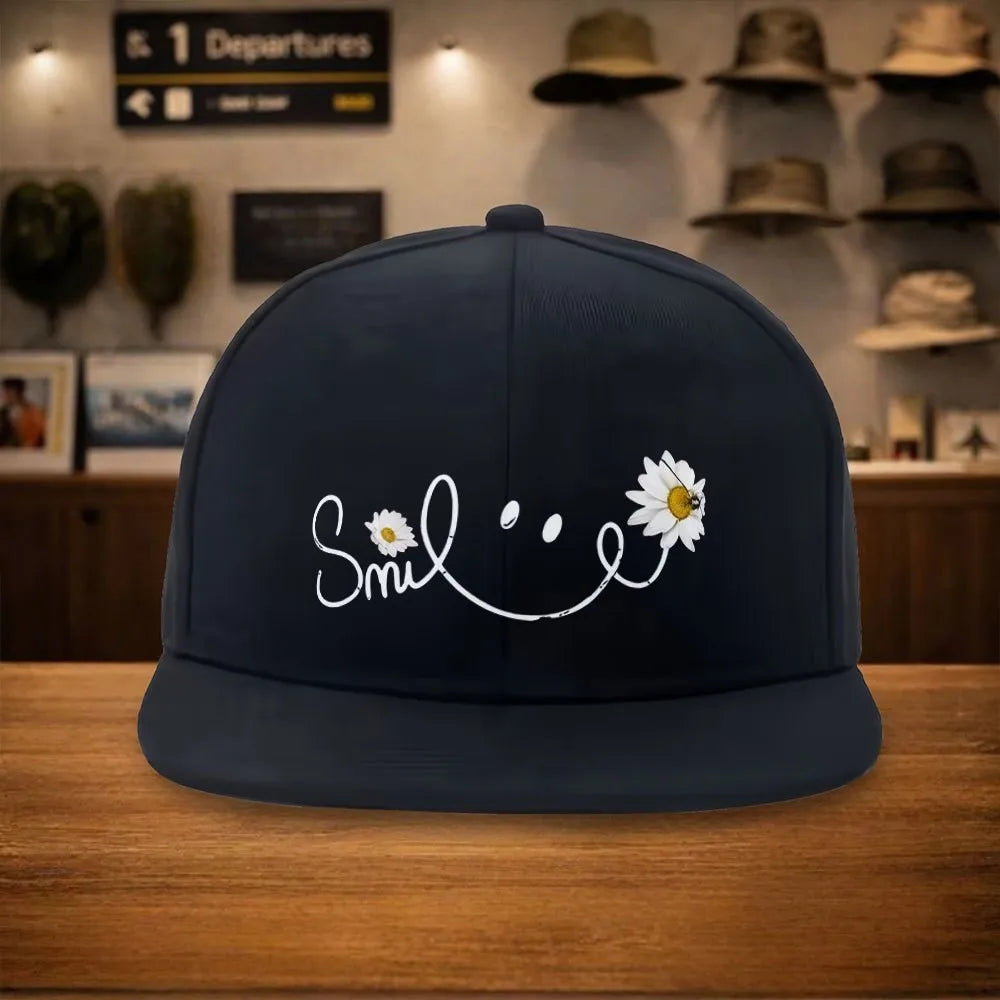 Daisy Flower Smile Snapback Cap