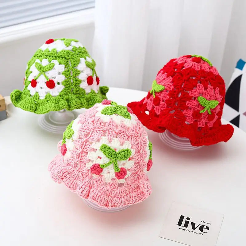 Japanese Cherry Knitted Bucket Hat