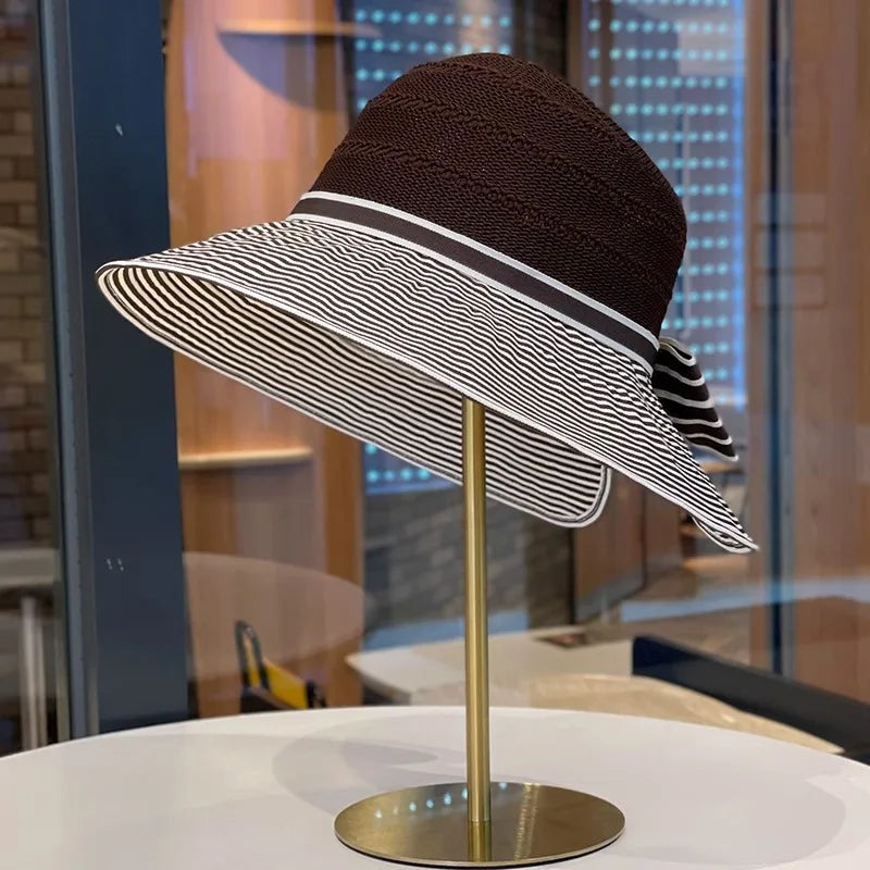 French Style Women's Sun Hat Foldable Breathable Summer Size 56-58cm