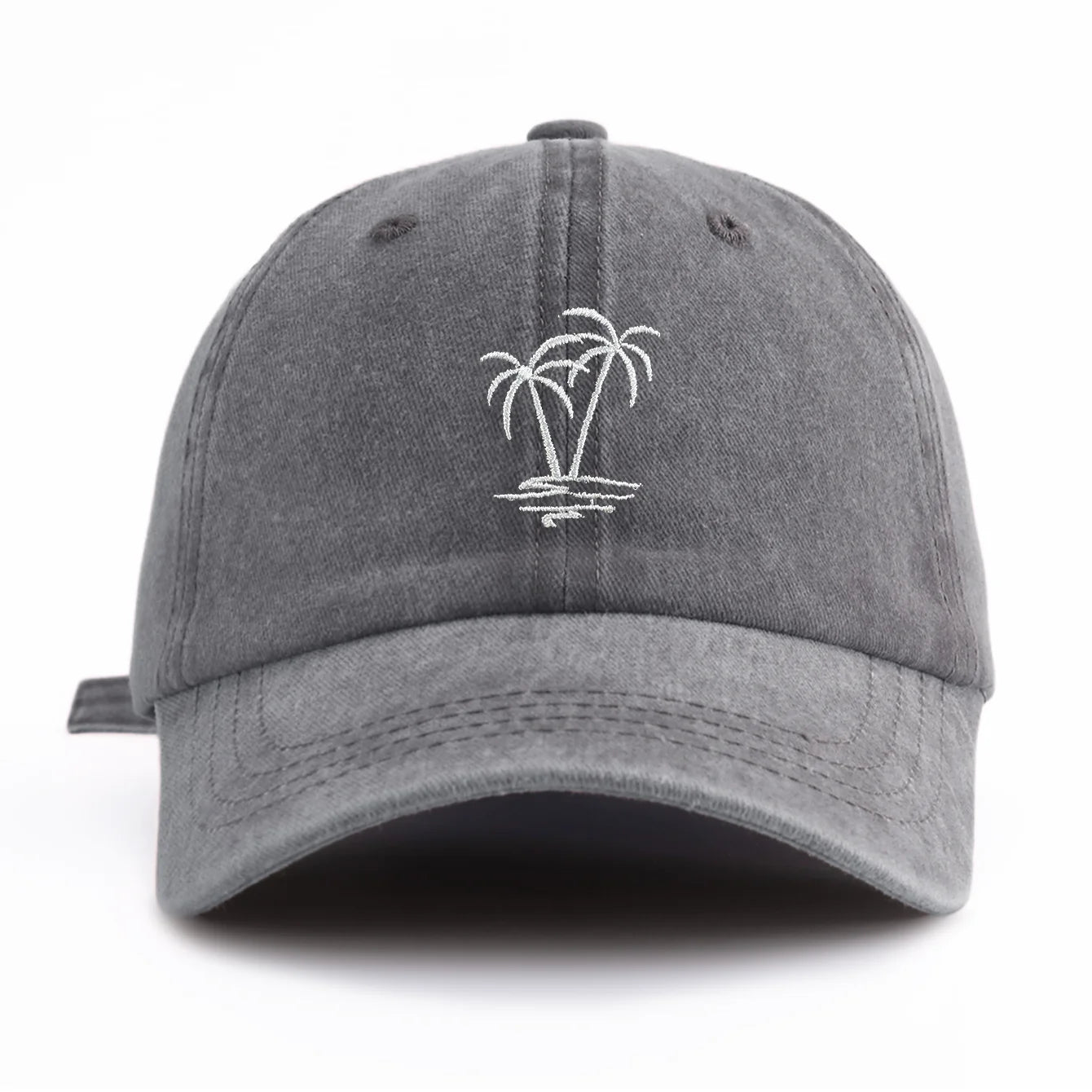 1pc Coconuttree Embroidery Washed Baseball Cap For Adults