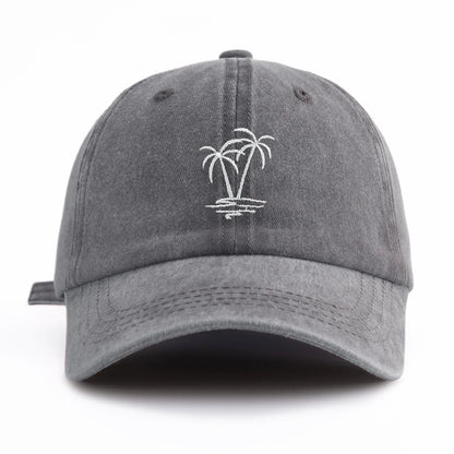 1pc Coconuttree Embroidery Washed Baseball Cap For Adults