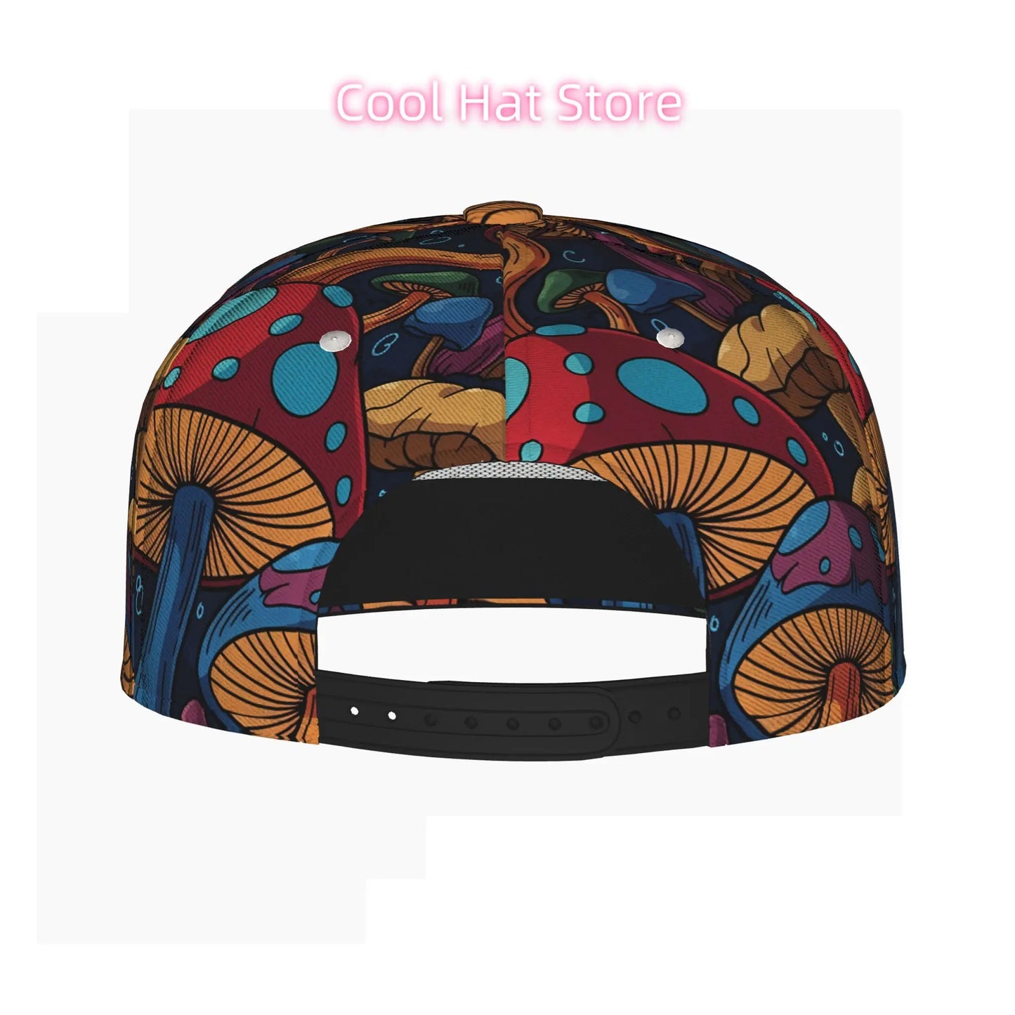 Vibrant Mushroom Design Unisex Flat Brim Baseball Cap