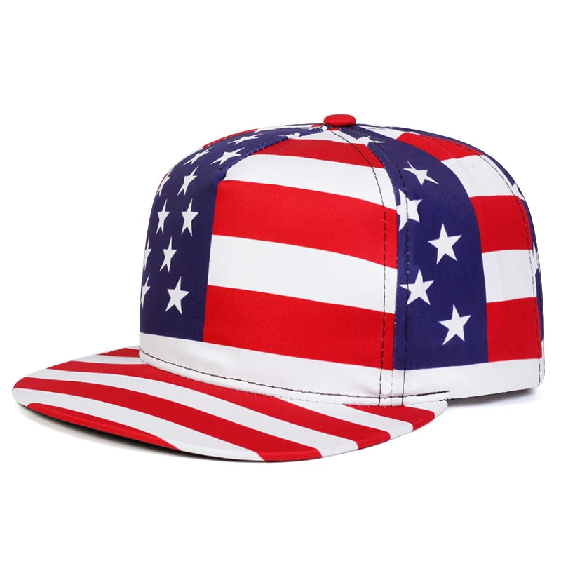 National Flag Printed Streetwear Flat Brim Snapback Cap