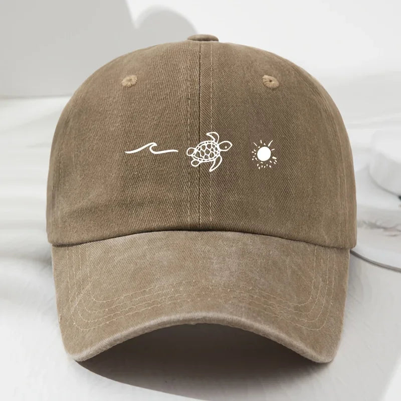 Turtle Pattern Printed Baseball Cap For Daily Casual Style