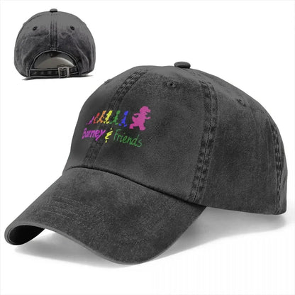 Barney Friends Classic Distressed Washed Snapback Baseball Cap