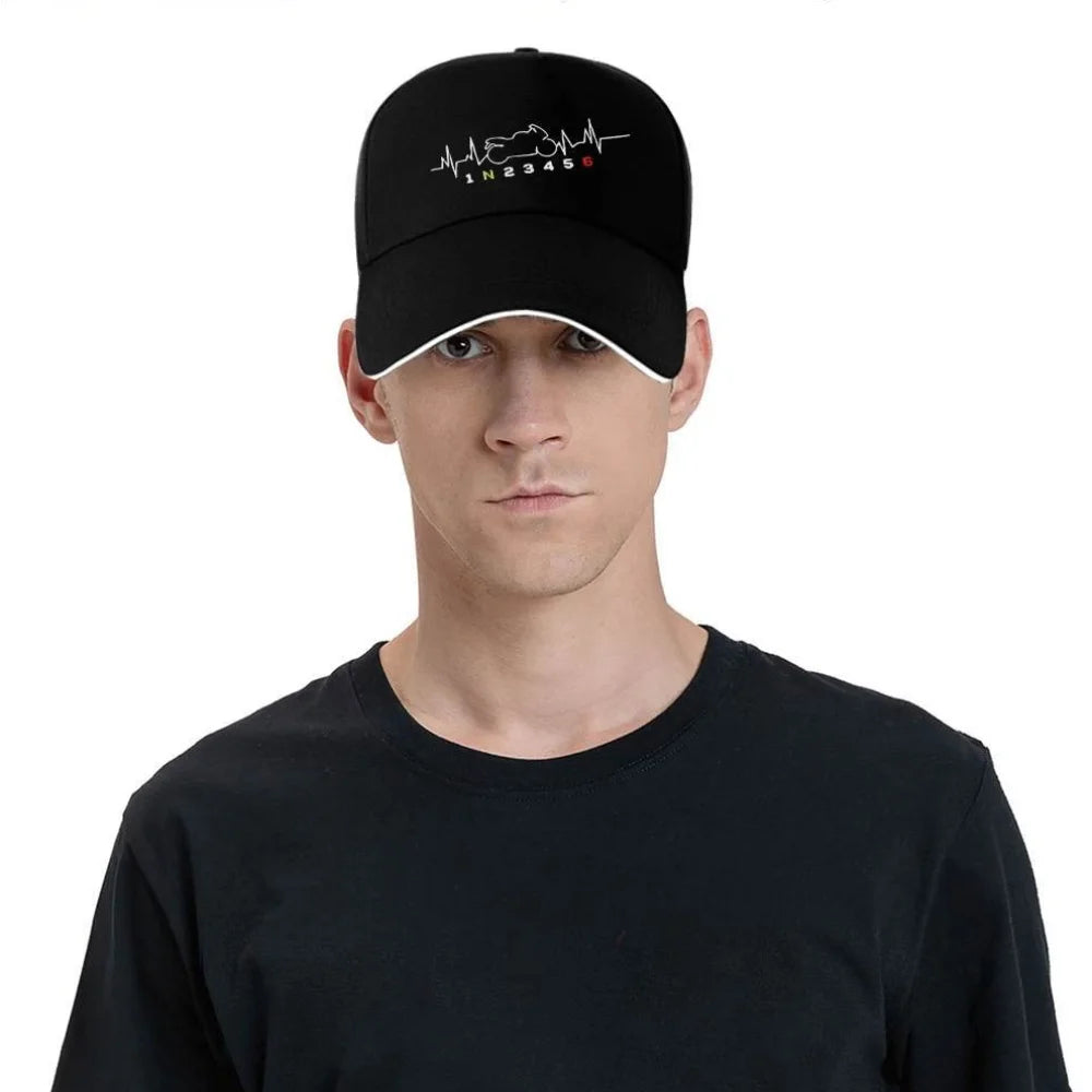 Motorcycle Gearbox Heartbeat Trucker Baseball Cap