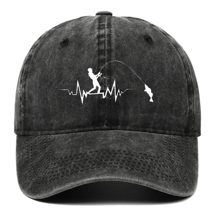 Fishing Embroidered Washed Cotton Baseball Cap