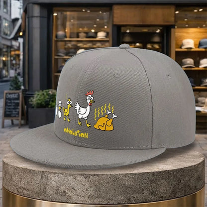 Chicken Evolution Flat Brim Unisex Snapback Cap