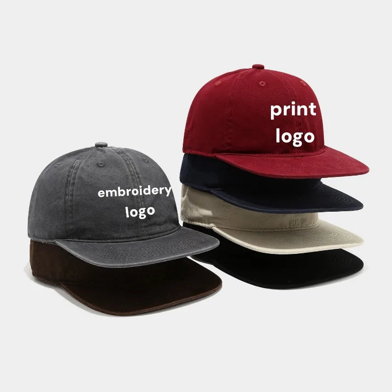 Custom Logo Washed Solid Color Hip-Hop Snapback Cap