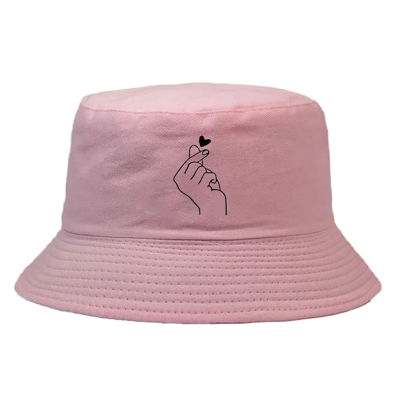 Korean Heart Sign Reversible Bucket Hat