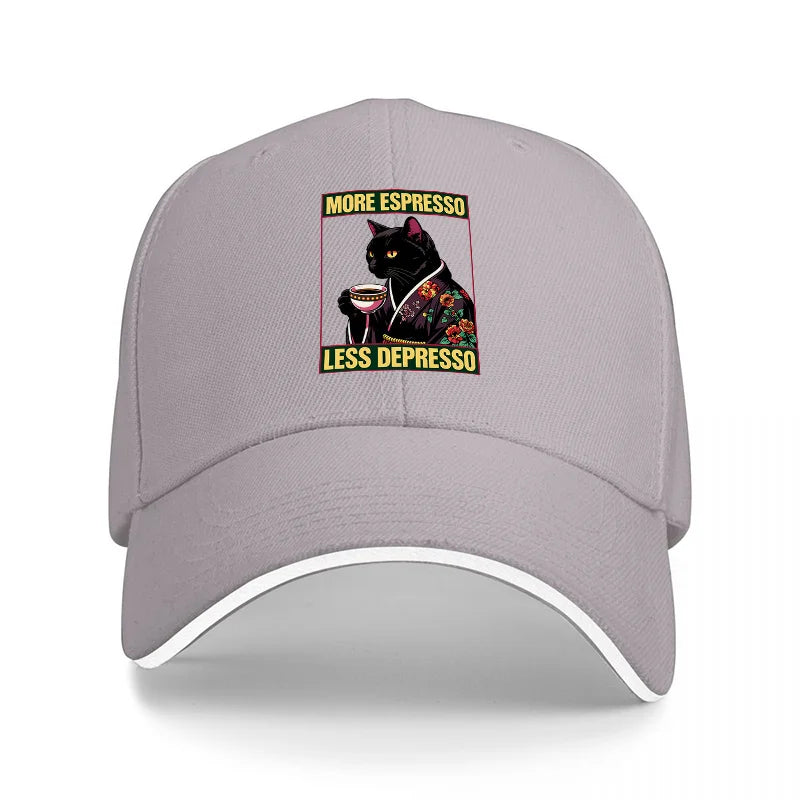 More Espresso Less Depresso Cat Baseball Cap