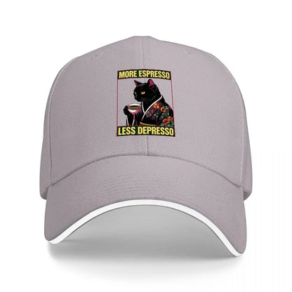 More Espresso Less Depresso Cat Baseball Cap
