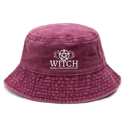 Witch Pentagram Washed Denim Bucket Hat Y2K Style