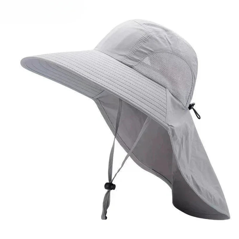 Wide Brim UV Protection Bucket Hat With Neck Flap