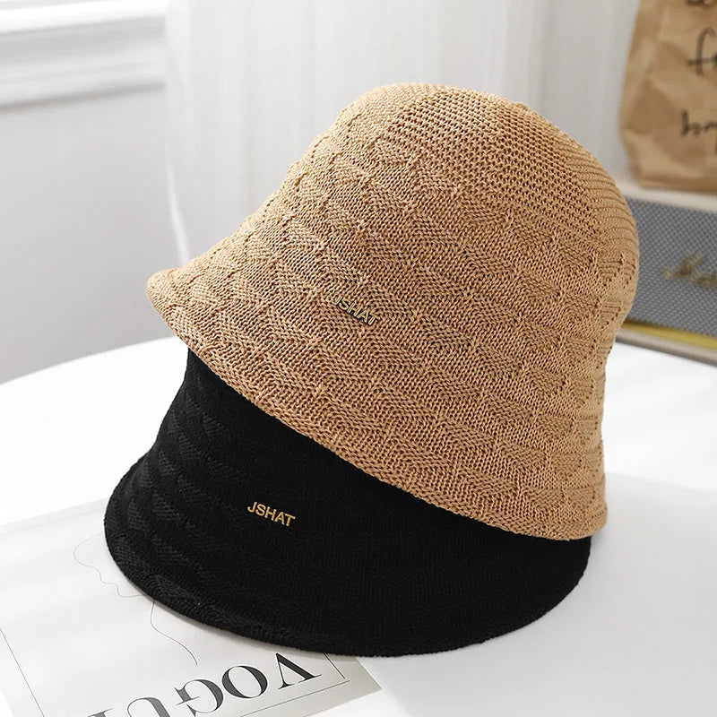 Women's Hollow Knit Bucket Hat Size 56-58cm