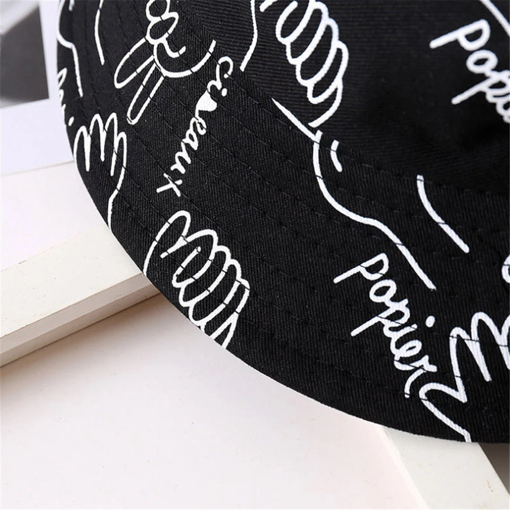Spring Outdoor Graffiti Wide Brim Casual Bucket Hat