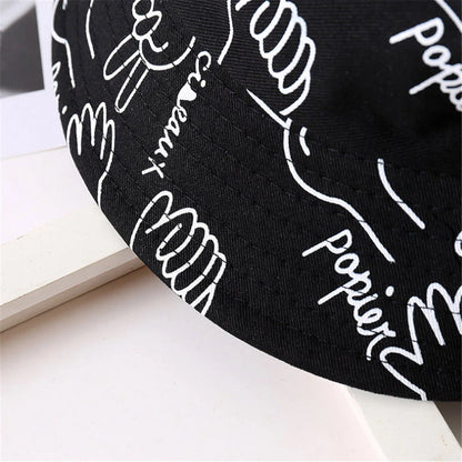 Spring Outdoor Graffiti Wide Brim Casual Bucket Hat