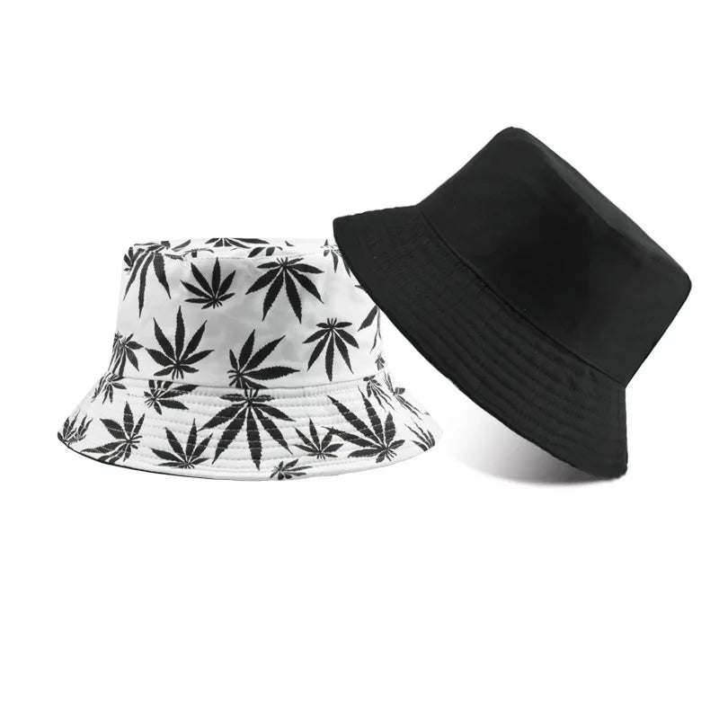1pc Retro Style Fashionable Printed Maple Leaf Fisherman Hat