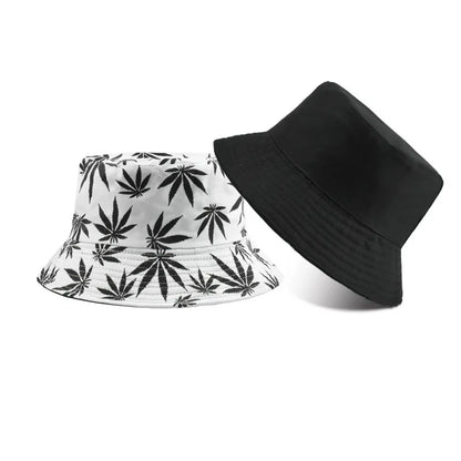 1pc Retro Style Fashionable Printed Maple Leaf Fisherman Hat