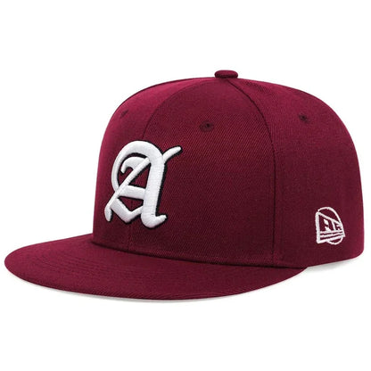 Unisex Personality A Letter Embroidered Snapback Cap