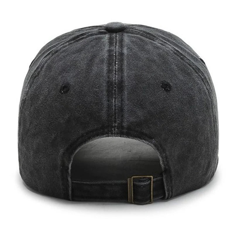 Black Dog Print Washed Baseball Cap